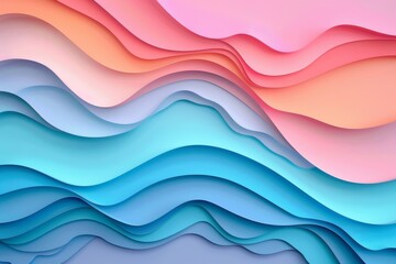 Sticker - Abstract colorful organic paper cut waves texture background for web design or business banner illustration