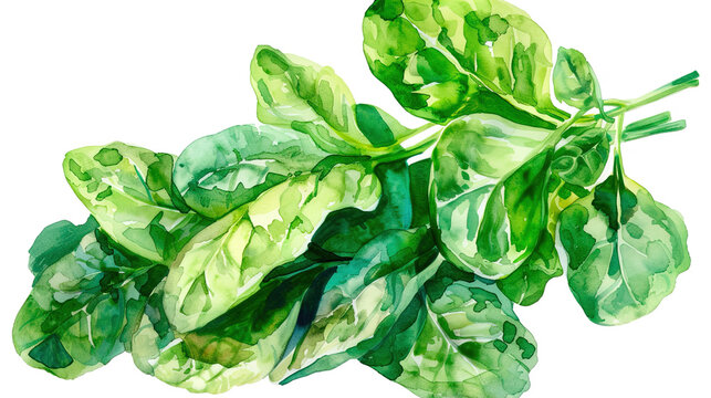 watercolor_spinach_the_white_background