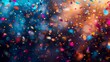 © jessica - Colorful Confetti Falling Against a Blurred Background - ai generative