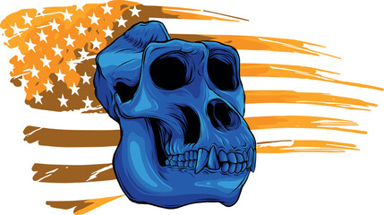 Sticker - colored draw of monkey skull vector illustration design