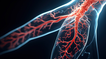 Wall Mural - 3d rendered illustration of arteries created with Generative AI technology