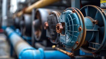 Wall Mural - a row of pipes and valves in a factory