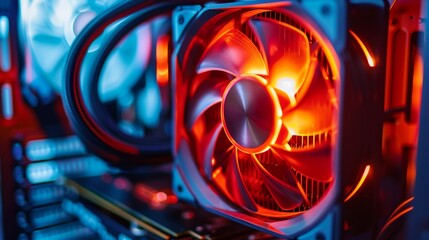 Canvas Print - a computer cpu with a red fan