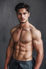 Sticker - Portrait of a sexy young man with muscular body posing