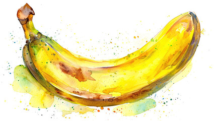Wall Mural - watercolor_banana_on_white_background