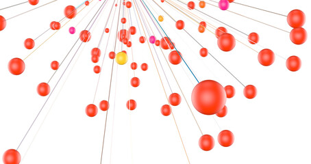 Fototapete - Multi color connected lines and dots network 3d illustration