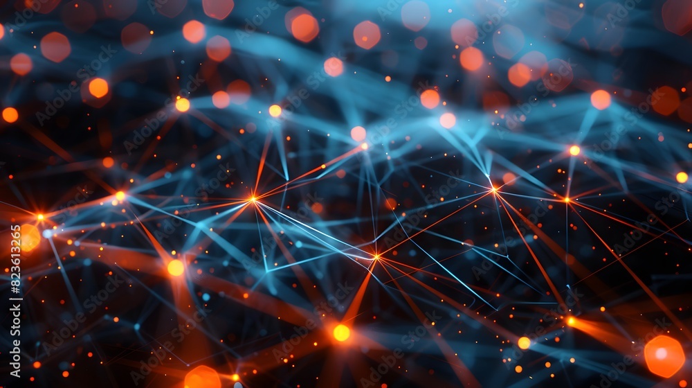 Abstract glowing particle network background featuring a dynamic array ...