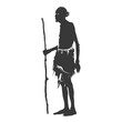 © NikahGeh - Silhouette native African tribe elderly man black color only