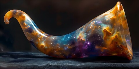 Wall Mural - a cosmic swirl: a nebula-inspired horn savoring the universe's vastness. concept space-inspired fash