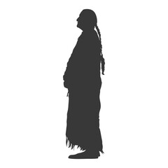 Wall Mural - silhouette native american elderly woman black color only