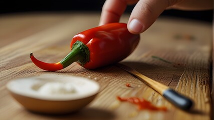 red pepper on the chopping board