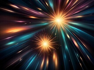 Wall Mural - Abstract auroras burst forth like cosmic fireworks, painting the night sky with mesmerizing hues