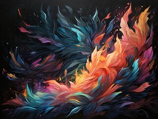 Wall Mural - Abstract auroras burst forth like cosmic fireworks, painting the night sky with mesmerizing hues