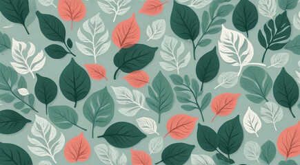 Wall Mural - seamless pattern with leaves