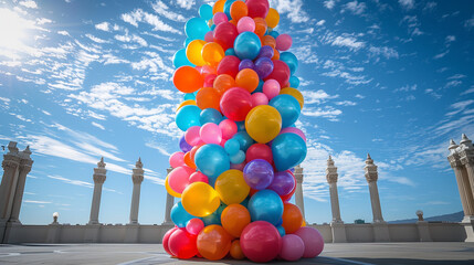 Balloon Column - A tall column made of colorful balloons, perfect for decorating entrances or a stage