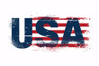 © youriy - USA text overlaid with rustic American flag design red and blue paint effects