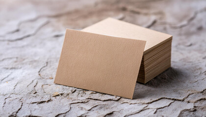 Wall Mural - Mock-up of empty kraft paper, business card. Branding presentation. Gray background. Close-up.