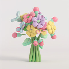 Poster - Bouquet of flowers in 3D style
