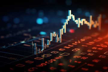 Stock market and trading, digital graph. Stock exchange trading investment graph increase statistic. Digital financial business market charts rising arrow growing up economy background.