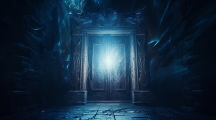 Mystical door in the night sky.