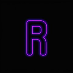 Wall Mural - Letter R neon sign on dark background