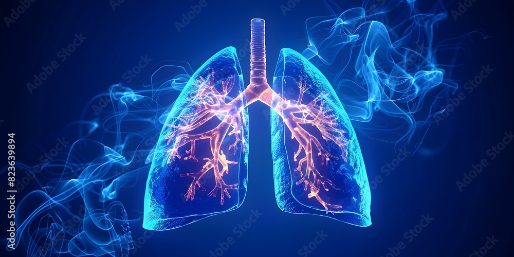 Abstract depiction of human lungs and respiratory system anatomy ...