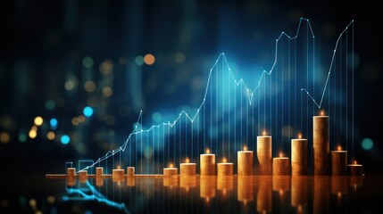 Wall Mural - Finance chart,stock market business and exchange financial growth graph. Stock market investment trading graph growth.