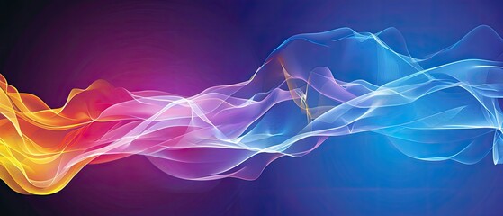 Wall Mural - Abstract colorful wave pattern with vibrant hues blending seamlessly across a dark blue background, perfect for modern designs.
