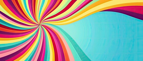 Wall Mural - vibrant rainbow swirl background featuring waves of colorful stripes radiating from the center on a 