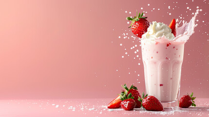 Wall Mural - strawberry smoothie in glass