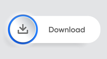 Aufkleber - 3D download button icon. Upload icon. Down arrow bottom side symbol. Click here button. Save cloud icon push button for UI UX, website, mobile application.