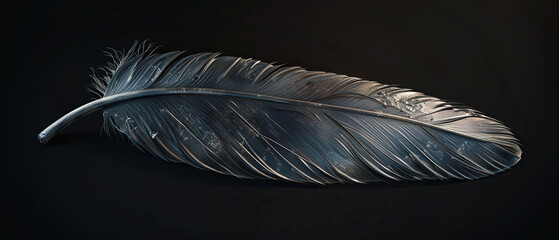 Wall Mural - feather on black