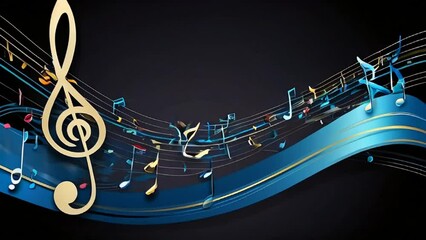 Wall Mural - Beautiful musical background with notes