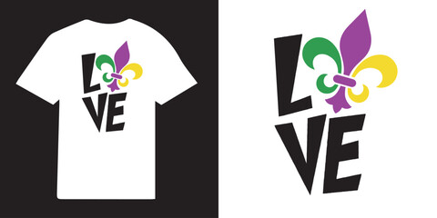 Love mardi gras T-shirt SVG Design | Mardi Gras Design Idea |  Retro Mardi Gras T-shirt - Fat Tuesday Carnival t shirt design 