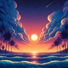 Wall Mural - sunset on the beach