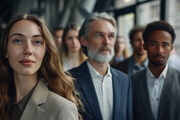 Wall Mural - Portrait of a businesswoman with her team in the background.