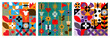 © Natalia - A set of seamless geometric floral patterns.