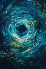 Wall Mural - a blue and white painting of a spiral galaxy with a large hole in the middle