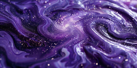Wall Mural - a purple swirl of paint with glitter in the background