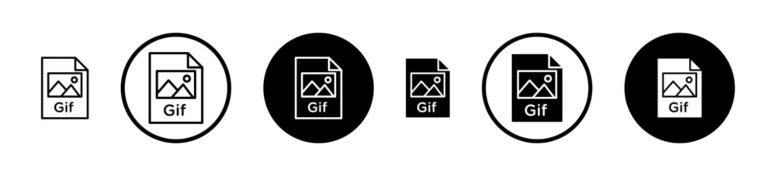 Gif icon set. animated gif format vector symbol. Gif extension file icon suitable for apps and websites UI designs.