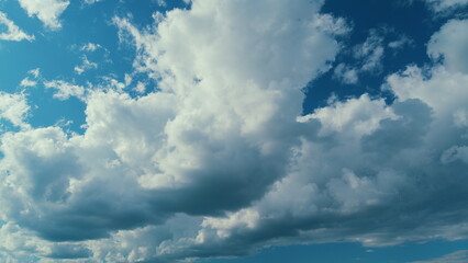 Panorama Blue Sky Clouds Heaven On Daylight. Skyscape Speeds Through Day. Cloud Formation. Summer Blue Sky.