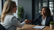 © Ankor_stock. - Happy black job candidate shaking hands each other at CEO  office