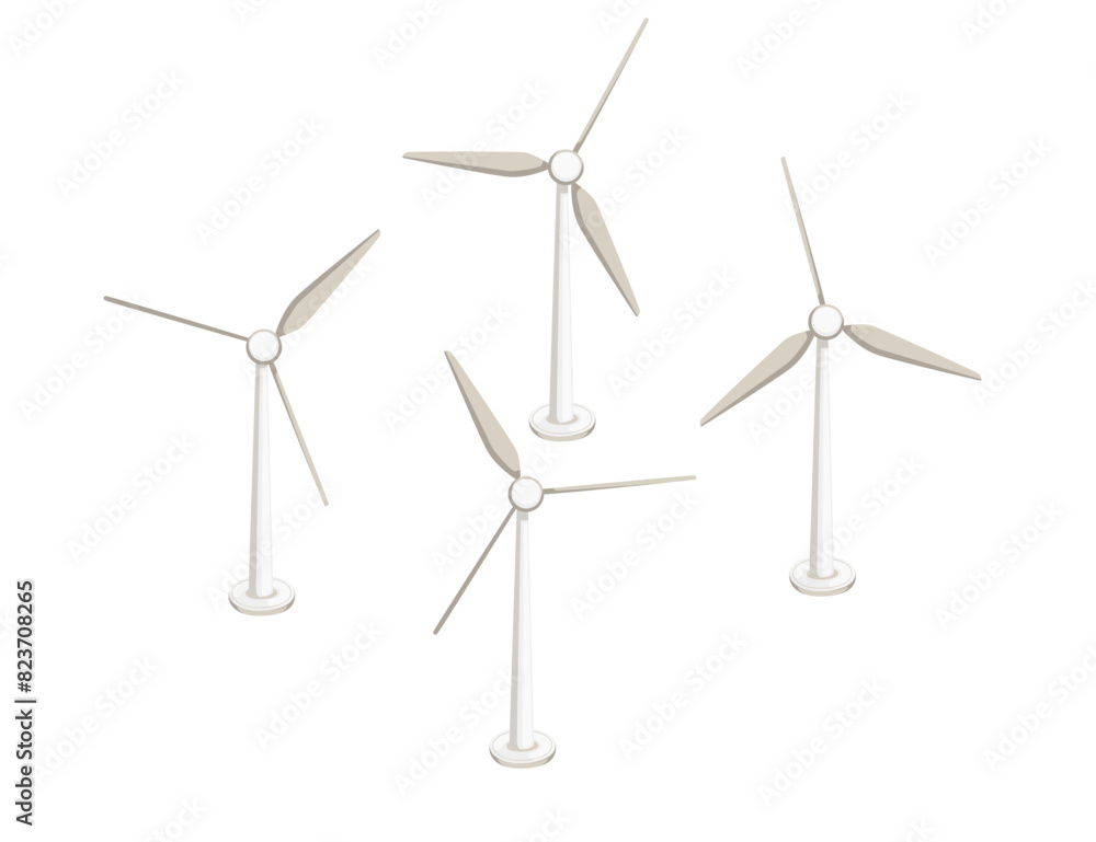 Wind turbine renewable electric generation vector illustration isolated ...