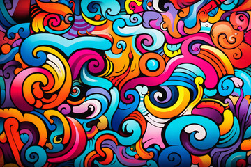 Wall Mural - colorful graffiti art design bright background	