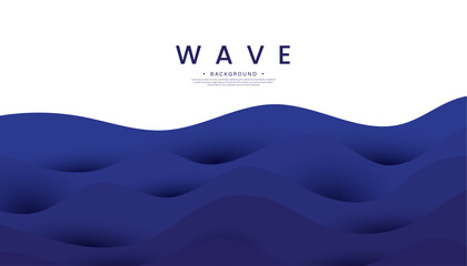 Wall Mural - blue water wave line pattern background. paper cut style concept. vector illustration.