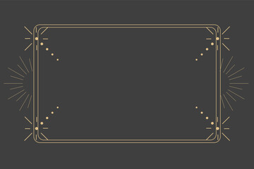 Wall Mural - golden celestial minimal esoteric frame, thin line border, mystyc linear decoration with dots, moon,