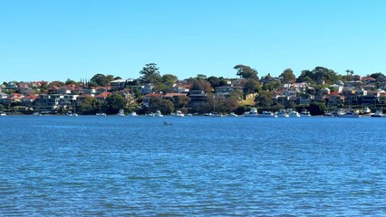 Wall Mural - Sydney Harbour at Rozelle, Balmain with iron cove bridge and birken head point on parramatta river. Beautiful luxury yachts boats and mansion houses Sydney NSW Australia