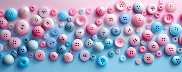 Wall Mural - A variety of colorful buttons scattered on a light background.