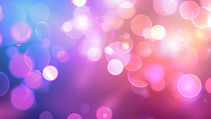 Wall Mural - Abstract bokeh background with vibrant pink, blue and purple gradient. Glowing circles are perfect for celebrations, web design or art projects