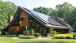 © Kelly - suburban house with a futuristic design, characterized by innovative geometric shapes, high-tech materials and integrated smart systems. generative ai